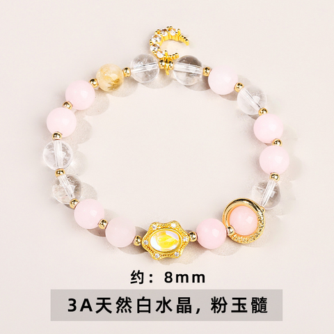 Natural Crystal Moon Pendant Bracelet for Women – Fresh Style Best Friend Jewelry Gift