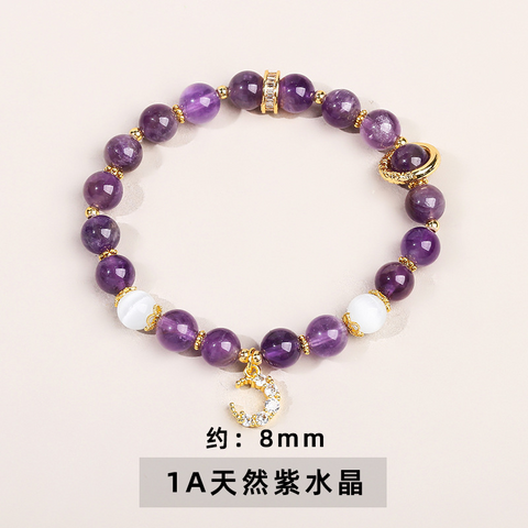 Natural Crystal Moon Pendant Bracelet for Women – Fresh Style Best Friend Jewelry Gift