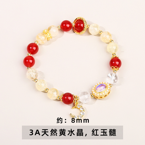 Natural Crystal Moon Pendant Bracelet for Women – Fresh Style Best Friend Jewelry Gift