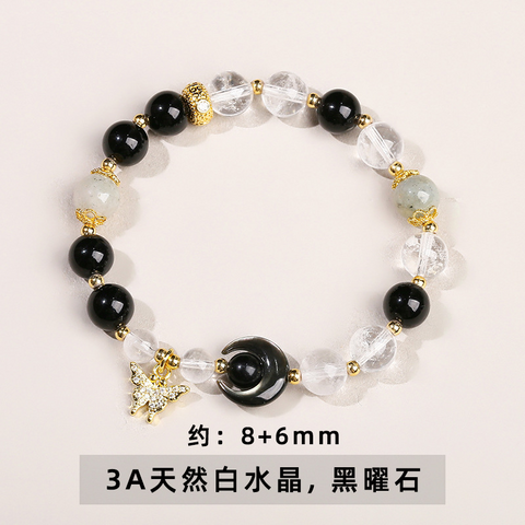 Natural Crystal Moon Pendant Bracelet for Women – Fresh Style Best Friend Jewelry Gift