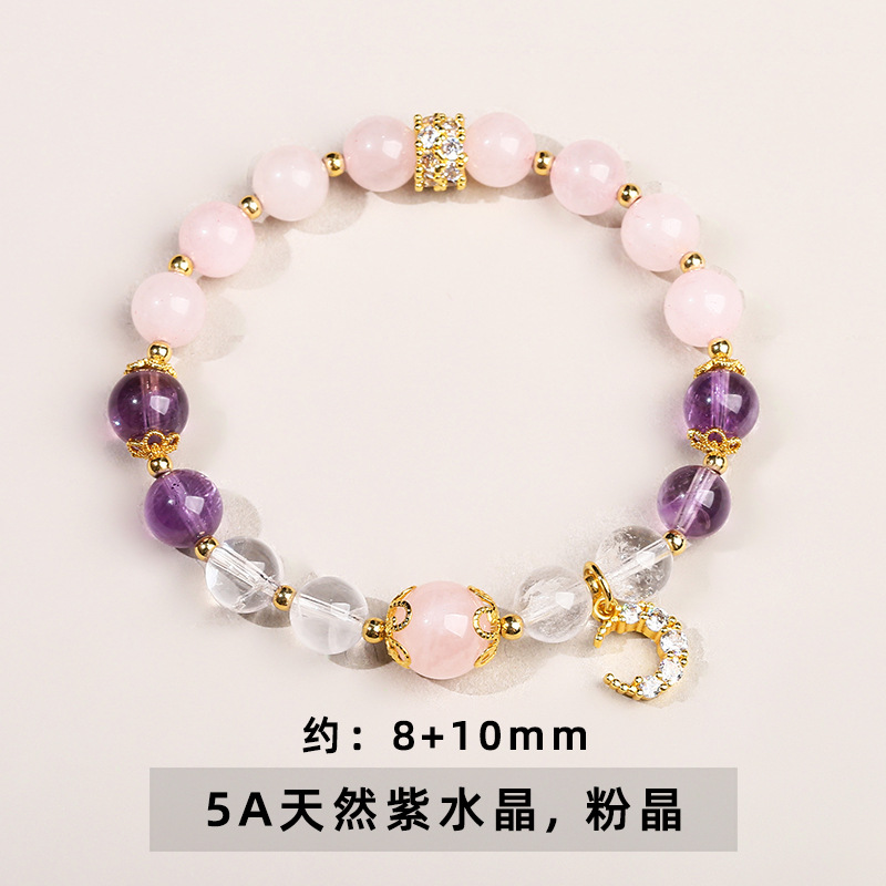 Natural Crystal Moon Pendant Bracelet for Women – Fresh Style Best Friend Jewelry Gift