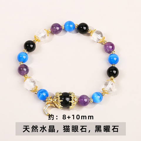 Natural Crystal Moon Pendant Bracelet for Women – Fresh Style Best Friend Jewelry Gift