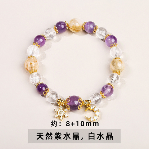 Natural Crystal Moon Pendant Bracelet for Women – Fresh Style Best Friend Jewelry Gift