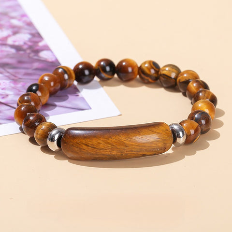 Rose Quartz, Green Aventurine & Tiger Eye Raw Stone Bracelet – Simple & Trendy Natural Crystal Jewelry for Women