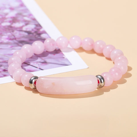 Rose Quartz, Green Aventurine & Tiger Eye Raw Stone Bracelet – Simple & Trendy Natural Crystal Jewelry for Women