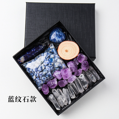 Natural Amethyst Raw Crystal Hexagonal Crystal Stone Set Pink Crystal Heart Mineral Specimen Ornament