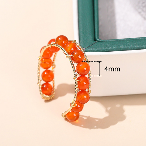 Crystal Jade Round Bead Open Ring for Women, Unique Design, Summer Versatile Ring