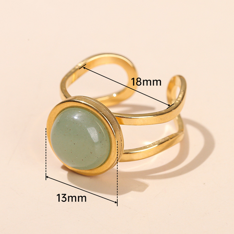 Crystal Agate Gold Ring for Women – Open Round Titanium Steel Band, Unique Versatile Jewelry Gift