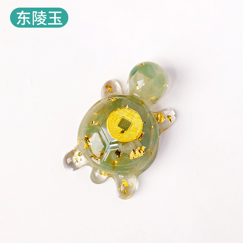 Natural Crystal Turtle Ornament – Lucky Money Epoxy Crushed Stone Small Figurine for Home & Car Decoration