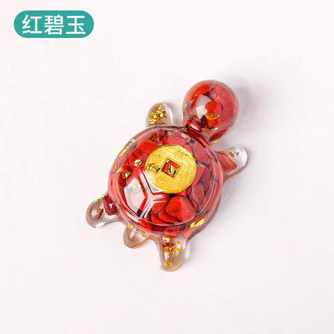 Natural Crystal Turtle Ornament – Lucky Money Epoxy Crushed Stone Small Figurine for Home & Car Decoration