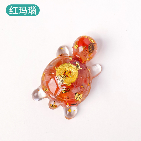 Natural Crystal Turtle Ornament – Lucky Money Epoxy Crushed Stone Small Figurine for Home & Car Decoration