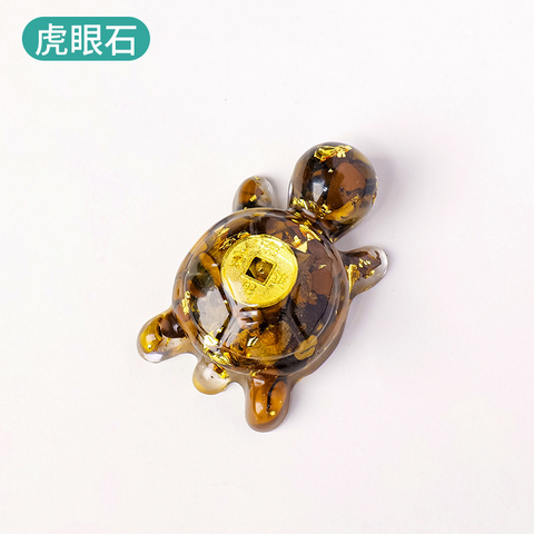 Natural Crystal Turtle Ornament – Lucky Money Epoxy Crushed Stone Small Figurine for Home & Car Decoration