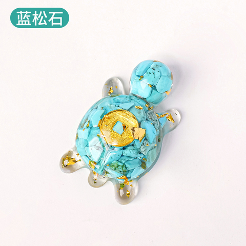 Natural Crystal Turtle Ornament – Lucky Money Epoxy Crushed Stone Small Figurine for Home & Car Decoration