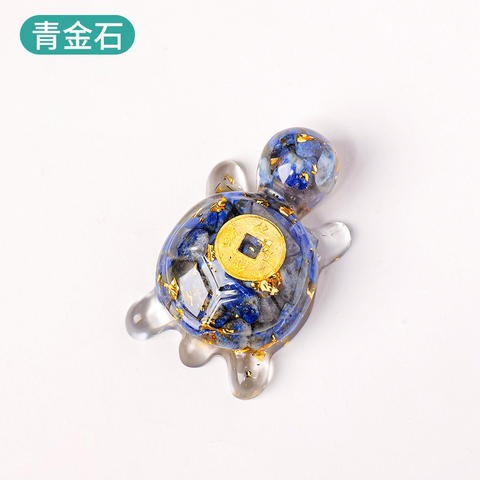 Natural Crystal Turtle Ornament – Lucky Money Epoxy Crushed Stone Small Figurine for Home & Car Decoration