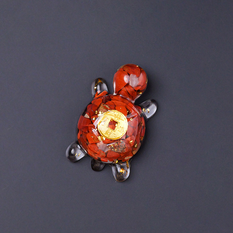 Natural Crystal Turtle Ornament – Lucky Money Epoxy Crushed Stone Small Figurine for Home & Car Decoration