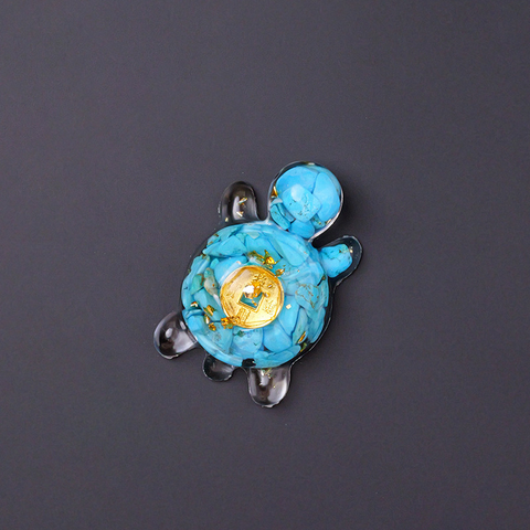Natural Crystal Turtle Ornament – Lucky Money Epoxy Crushed Stone Small Figurine for Home & Car Decoration