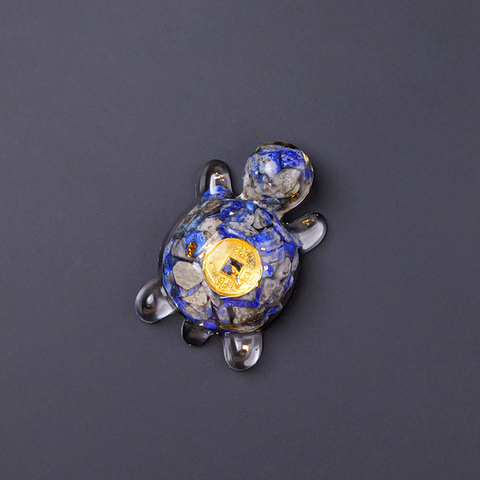 Natural Crystal Turtle Ornament – Lucky Money Epoxy Crushed Stone Small Figurine for Home & Car Decoration