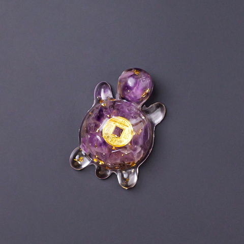 Natural Crystal Turtle Ornament – Lucky Money Epoxy Crushed Stone Small Figurine for Home & Car Decoration