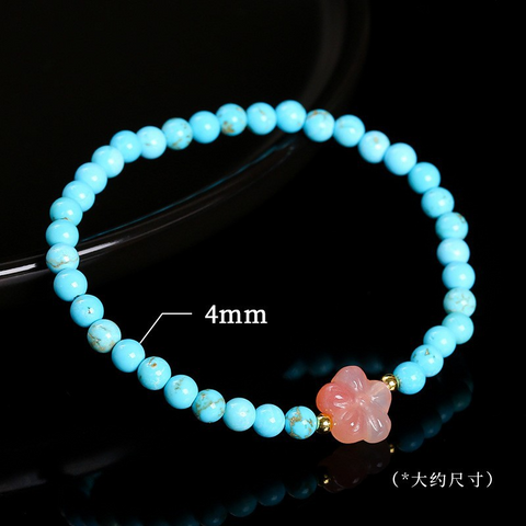 Blue Turquoise Ruyi Bracelet – Ethnic Style Square Beads, Women’s Versatile Single Circle Jewelry
