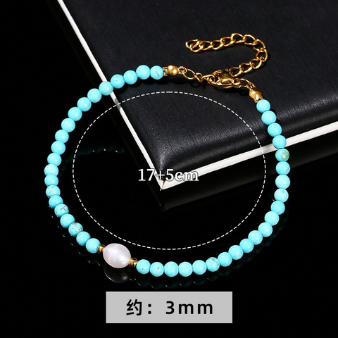 Blue Turquoise Ruyi Bracelet – Ethnic Style Square Beads, Women’s Versatile Single Circle Jewelry