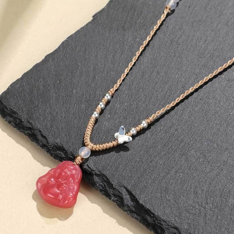High-End Buddha Pendant Necklace for Women, 925 Silver with Hetian Jade and White Agate – Chinese Style Jewelry