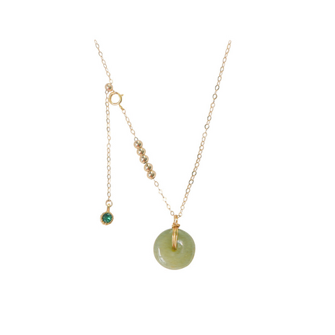 Hetian Jade Peace Buckle Pendant Necklace for Women – Minimalist Collarbone Chain Jewelry Gift