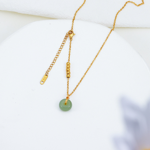 Hetian Jade Peace Buckle Pendant Necklace for Women – Minimalist Collarbone Chain Jewelry Gift