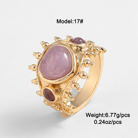 Vintage Turquoise & Tiger Eye Stone Ring – European American Retro Style Fashion Jewelry for Women