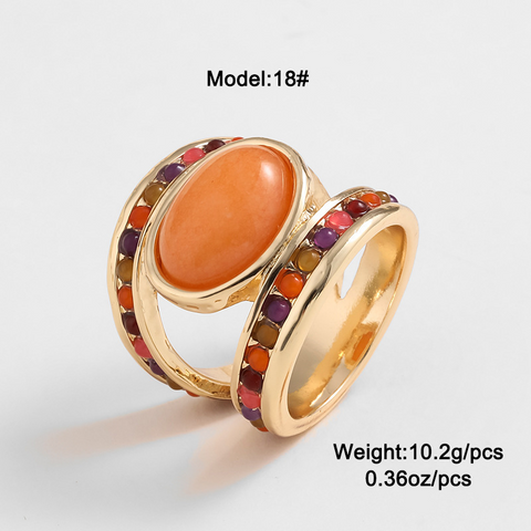 Vintage Turquoise & Tiger Eye Stone Ring – European American Retro Style Fashion Jewelry for Women