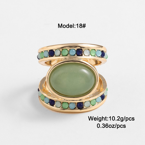 Vintage Turquoise & Tiger Eye Stone Ring – European American Retro Style Fashion Jewelry for Women