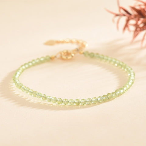 Natural Peridot Bracelet Ultra-Fine Faceted Bead Bracelet Crystal Bracelet Sweet Style Niche Original DIY Bracelet