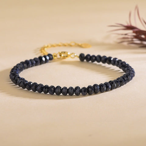 Natural Blue Sand Stone 4.5mm Bracelet Ultra-Fine Faceted Bead Bracelet Crystal Bracelet Sweet Style Niche Original DIY Bracelet