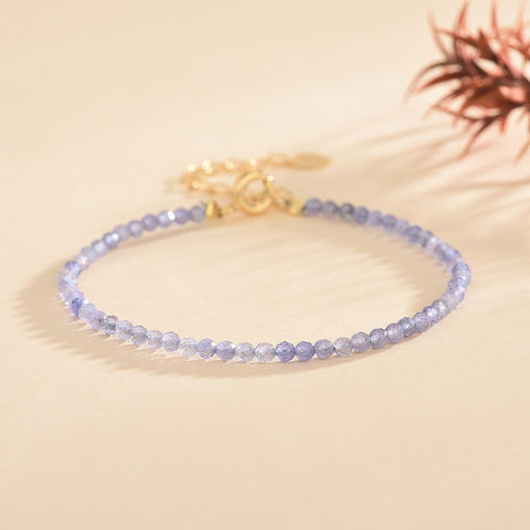 Natural Tanzanite Stone 2.5mm Bracelet Ultra-Fine Faceted Bead Bracelet Crystal Bracelet Sweet Style Niche Original DIY Bracelet