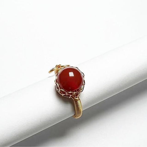 Hot - selling Natural Crystal Braided Large - bead Ring with Euro - American Design