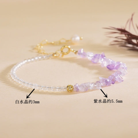Natural White Crystal Lavender 3.5-5.5mm Bracelet Ultra-Fine Faceted Bead Bracelet Crystal Bracelet Sweet Style Niche Original DIY Bracelet