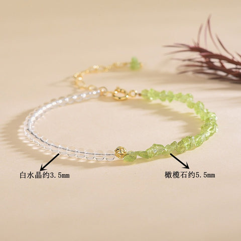 Natural Peridot Bracelet Ultra-Fine Faceted Bead Bracelet Crystal Bracelet Sweet Style Niche Original DIY Bracelet