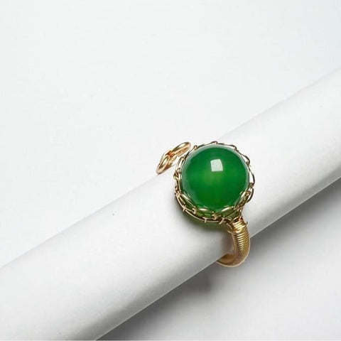 Hot - selling Natural Crystal Braided Large - bead Ring with Euro - American Design