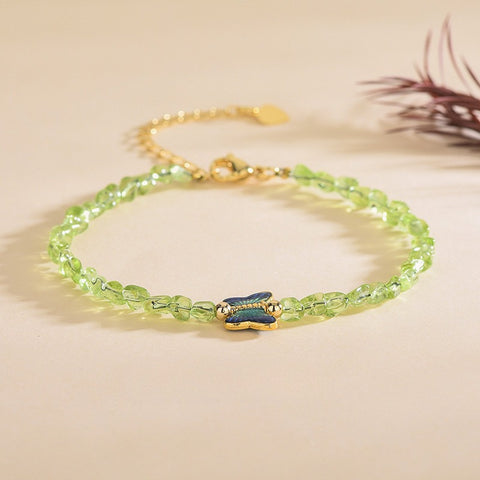 Natural Peridot Bracelet Ultra-Fine Faceted Bead Bracelet Crystal Bracelet Sweet Style Niche Original DIY Bracelet