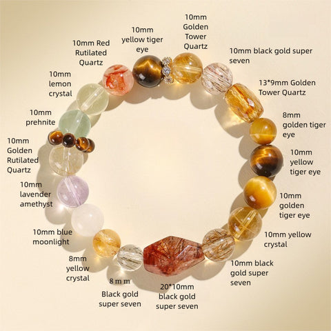 Natural Multi-Gemstone Bracelet – Black Gold Super Seven & Green Phantom Crystal Jewelry