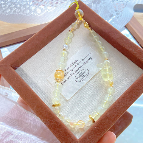 Citrine Bear Heart Charm – Lemon Quartz Balloon Bear Pendant, Yellow Tower Crystal Bead Car or Bag Hanging