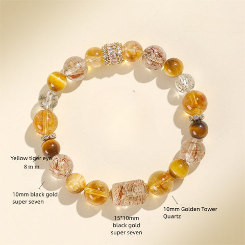 Natural Multi-Gemstone Bracelet – Black Gold Super Seven & Green Phantom Crystal Jewelry