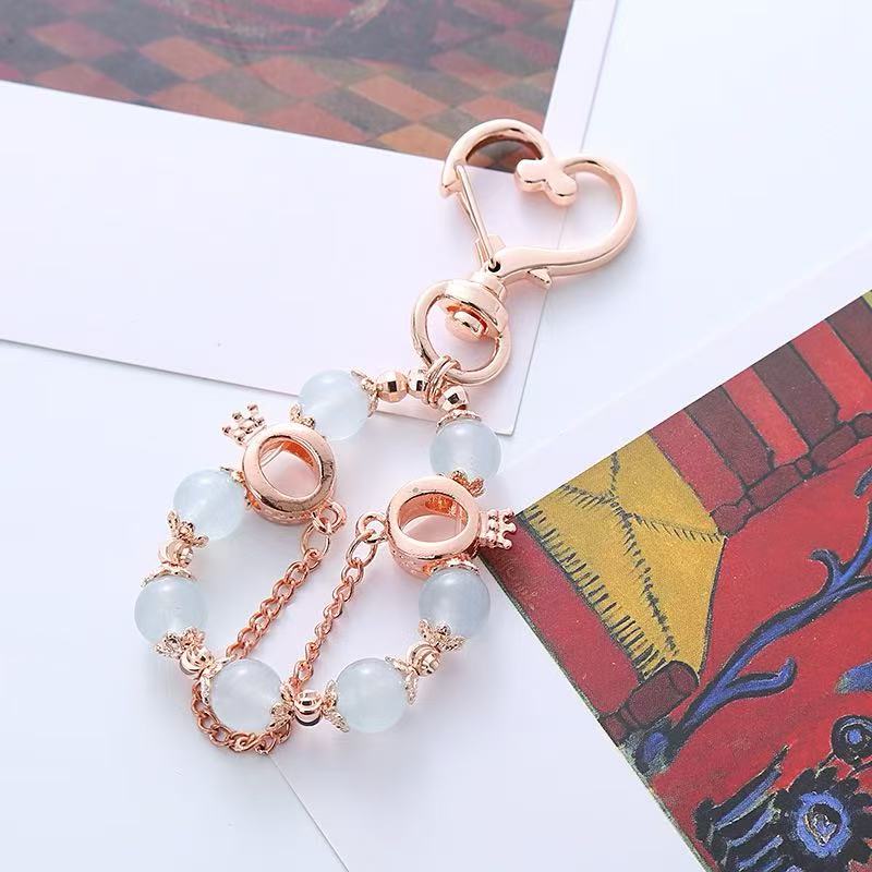 Natural Crystal Keychain – Original Hanging Charm Accessory with Elegant Noble Style