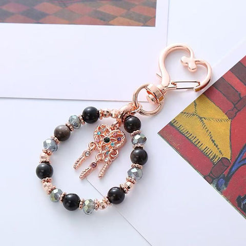 Natural Crystal Keychain – Original Hanging Charm Accessory with Elegant Noble Style