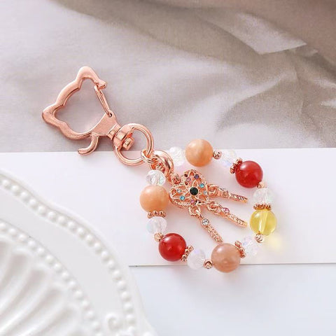 Natural Crystal Keychain – Original Hanging Charm Accessory with Elegant Noble Style