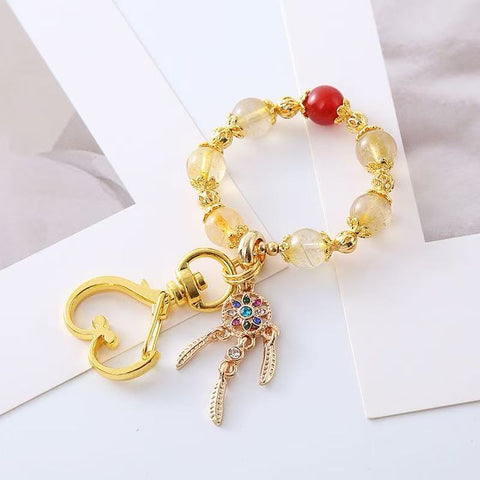 Natural Crystal Keychain – Original Hanging Charm Accessory with Elegant Noble Style