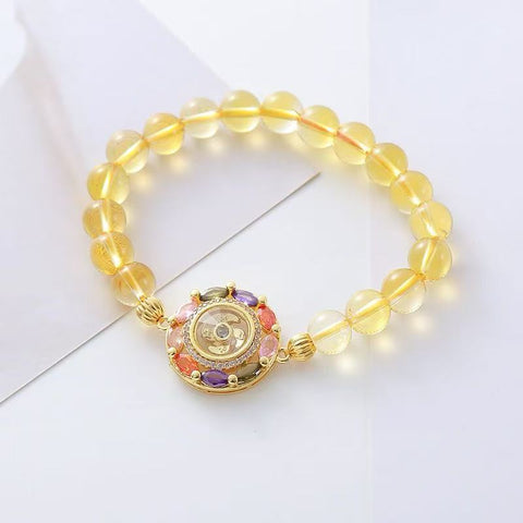 Citrine Fortune - turning Bracelet: Rotating Windmill for Wealth and Luck