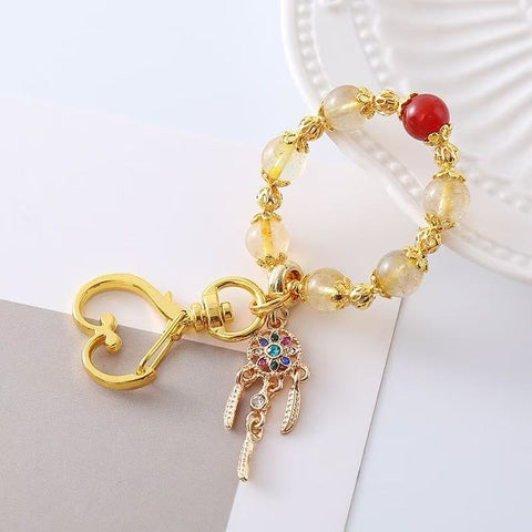 Natural Crystal Keychain – Original Hanging Charm Accessory with Elegant Noble Style