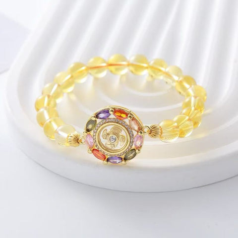 Citrine Fortune - turning Bracelet: Rotating Windmill for Wealth and Luck