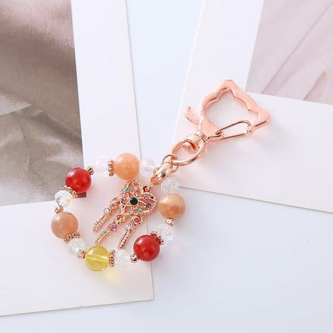 Natural Crystal Keychain – Original Hanging Charm Accessory with Elegant Noble Style