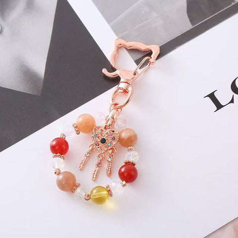 Natural Crystal Keychain – Original Hanging Charm Accessory with Elegant Noble Style